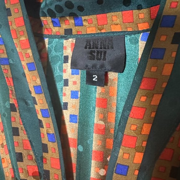 Vintage Anna Sui Multi-Colored Printed Cropped Top